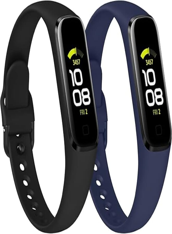 KIMILAR compatible with Samsung Galaxy Fit2 Strap for Women Men, (2 Pack) Waterproof Sports Band Soft Silicone Strap compatible with Samsung Galaxy Fit 2 SM-R220, Black/Navy